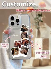1 pièce Coque de téléphone transparente en TPU blanc personnalisable avec texte/image, antichoc, compatible avec les téléphones Apple/Android - 15 Pro Max, A14, A54, A52, A31 4G, A23, Redmi Note 8 Pro, Note 11 Pro 4G, Note 12 4G, OPPO A54