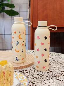 1 Stück 500ml/16.91oz Isolierbecher mit Sternen- und Mond-Motiv, hält Getränke heiß/kalt, Outdoor Sportflasche, Camping Becher, Reisebecher, Edelstahl, Auto Becher, geeignet für Schulanfang, Valentinstag, Muttertag und andere Feiertage, Geburtstagsgeschenk