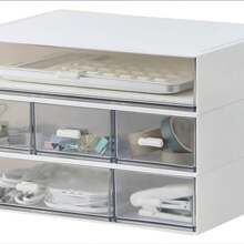 Desk Organizer With 6 Drawers, Makeup Organizer, Plastic Cosmetic Organizer, Bathroom Organization Boxes, Desktop Storage Box(White)