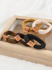 5个/10个可爱小熊装饰时尚发圈，休闲发绳，马尾辫发圈，发带，发饰头饰 - 彩色 - 查看 3