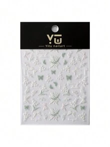 1 Sheet 3D Lily Flower & Butterfly Design Nail Art Stickers Decals Decoration