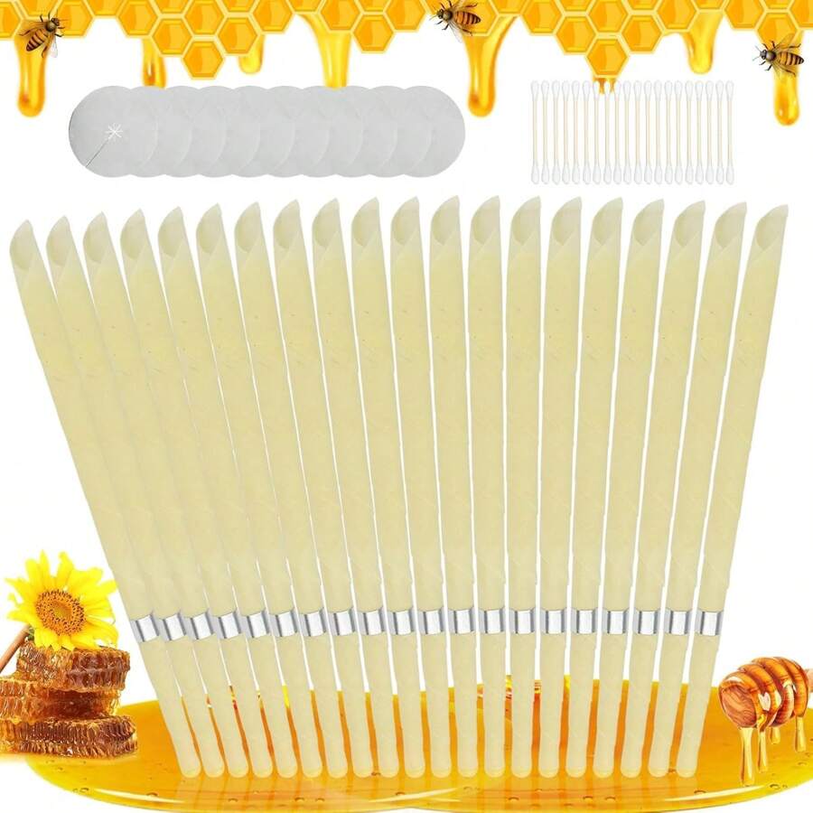20 Pcs Ear Wax Removal Kit, Ear Wax And Earwax Cleaning Tool, Includes Cotton Swabs,Beeswax Spacers And Beautiful Kit Storage Case