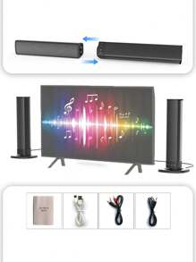20W 3D 电视条形音箱低音炮音乐播放器有线无线家庭环绕条形音箱适用于电脑影院电视扬声器 - 黑色 - 查看 9