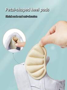 4 件装男女通用贝壳肤色鞋跟和鞋底垫，舒适防滑半码减震时尚鞋垫鞋跟垫