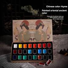 Rubens 12/24 Colors Solid Chinese Painting Pigments Ancient Color Mineral Pigments Pigments,Used For Gongbi Painting, Ink Painting, And Watercolor Painting. High Color Density And Rich Colors