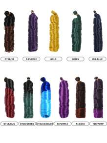 22 Inch Synthetic French Curly Heat Resistant Hair Extensions Natural Wave Loose Wave Water Waves Gold Green Purple Dark Blue Black Ombre Brown Black To Red Multicolor Colorful Crochet Braiding Hair Extension Wavy Curls Braided Hair For Women And Girls Wear Daily Holiday Party And Music Festival - Multicolor - View 3