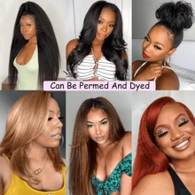 BINF 1/3 Bundles Kinky Straight Peruvian Hair Weave Bundles Virgin Remy Hair Extensions For Women Kinky Straight Human Hair 28 30 Inch Bundles Thick End - Natural Black - Xem 10