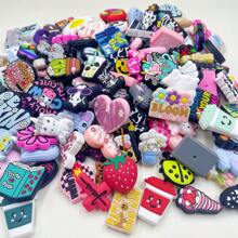 A Set Of 30/60/90pcs Random Silicone Beads,Focals - DIY Holiday Handicraft Items Suitable For Bracelets, Keychains, Holiday Gift Accessories Creative Handicraft Kit For Seasonal Projects - 彩色 - 查看 3