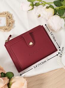 Cartera pequeña de mujer con cierre de cremallera, estilo billetera plegable delgada y ligera, de varios capas, con bolsillo para tarjetas de identificación, dinero y tarjetas de crédito, en color burdeos, rojo cereza, tinto, de estilo minimalista y moderno para regalo de aniversario, Navidad, San Valentín, cumpleaños, pareja, chica, señora, para la escuela o la universidad