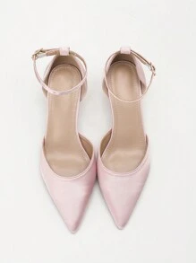 Extra brede hoge hak met puntige neus en holle roze sandalen voor dames, lente/zomer