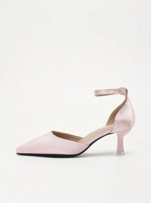 Extra brede hoge hak met puntige neus en holle roze sandalen voor dames, lente/zomer