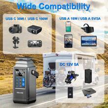 Portable Powerstation,296Wh 80000mAh Solar Generator Quick Charge In/Out PD 100W,With LED Flashlight,Lithium Battery For Home Backup,Power Outages,And Outdoor Camping