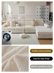 1pc All Season Chenille Jacquard Anti-Slip Sofa Seat Cushion Cover, Soft & Skin-Friendly, Pet-Proof, Elastic Couch Cover, Suitable For L-Shaped And 1/2/3/4 Seater Sofas In Living Room, Minimalist Modern Style, Spring/Autumn