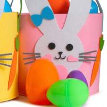 1pc Easter Rabbit Basket, Felt Gift Bag With Handle, Suitable For Easter Party Candy Egg Gift Container
