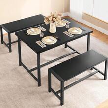 Juego de mesa de comedor para 4 personas, mesa de cocina con bancos para espacios pequeños, apartamento
