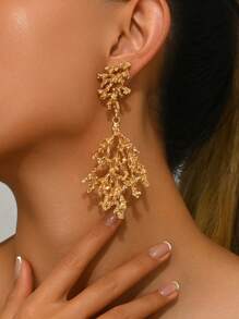 2 件时尚经典海洋派对人造珍珠嵌入红珊瑚镀金珊瑚蟹海星天然贝壳 DIY 手工组合，多种款式可选，耳环适合女性度假、派对、返校季、节日礼物 - 合金大珊瑚 - 查看 2