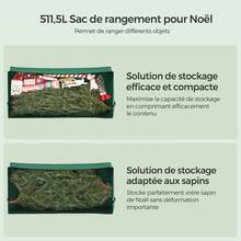SONGMICS Sac de Rangement pour Sapin de Noël Artificiel, Housse de Protection pour Arbre jusqu'à 210 cm, Tissu Oxford 600D, Imperméable, Anti-poussière, Pliable, avec Poignées, Rouge Vert - Vert - Voir 3
