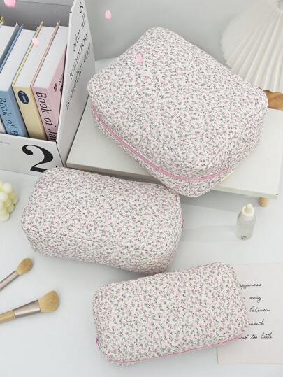 Large Makeup Bag Quilted Ditsy Floral Makeup Bags Makeup Brushes Storage Cosmetic Bag For Women Girls Floral Aesthetic Toiletry Bag Portable Travel Make Pouch Purse Toiletry Bag For Women Travel Make Up Organizer Skincare Bag For Valentine's Day Gift, Mother's Day, Homebags For Women Gifts Gifts For Women Travel Bag Travel Essentials Summer Bathroom Accessories Back To School