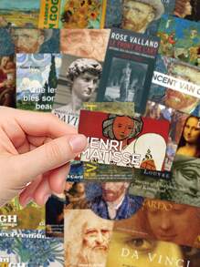 50 Stück Vintage Kunstgalerie künstlerischer Stil Sammeletikett Stubs Da Vinci Van Gogh berühmte Gemälde Aufkleber Handbuch Buch Handyhülle Laptop Gepäck Dekorative kreative Aufkleber, Schulmaterial, Schulanfang