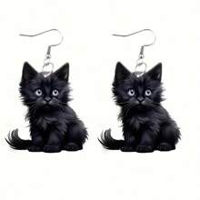 1pc Acrylic Cute Black Cat Earrings, Suitable For Travel, Party, Best Decoration, Great For Daily Wear, Best Gift For Family And Friends