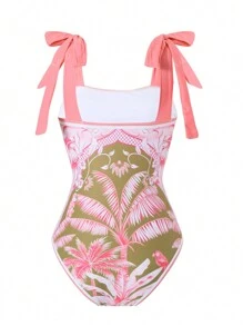 Frauen Sexy Spaghettiträger Blume Muster Bodycon Boho Strandkleid Badeanzug