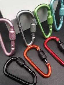 2pcs Outdoor Aluminum Alloy Mountaineering Buckle Fast Hanging 6th Locked Key Chain Backpack Buckle D-Type Wind Rope Buckle With Lock.