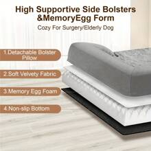 Gimars Orthopedic Egg Foam Ultra Soft Dog Beds For Large Dog Waterproof High Supportive Bolsters With Easy Clean Removable Washable Pet Beds Cover For Large Medium Small & Aging Dogs - 灰色 - 查看 5
