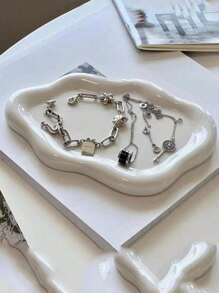 2pcs Flower & Cloud Patterned Nail Art Rhinestone Jewelry Storage Tray, Creative Kitchen Decoration Tray For Jewelry, Necklace, Earring, Bracelet Storage Gifts For Women