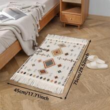 1入組波西米亞風格流蘇編織地毯，現代家居裝飾地毯適用於客廳，臥室，窗邊等，室內裝飾 - 彩色 - 查看 11