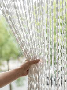 1 tấm rèm cửa trang trí hình quả cầu lông Pom Pom treo, màu trắng, màu sâm panh, màu vàng - trắng - Xem 9