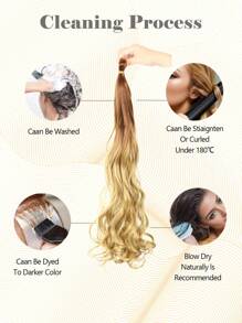 22 英寸合成法式卷发耐热卷发接发自然波浪水波勃艮第深蓝色橙色粉色紫色白色深棕色至浅棕色黑色渐变紫色黑色至粉红色多色钩编辫子头发高温蓬松波浪卷发编织发适合女性日常使用节日派对和音乐节 - 彩色 - 查看 8