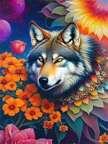 Woman Paint Kit For Adults Eye Portrait Flower Painting By Number Canvas Kits Cat Wolf Animal New Arrivals House Pictures By Numbers Picture Artcraft On Canvas Unique Gift - Multicolor - View 14