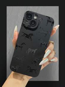 Funda de teléfono móvil de silicona líquida con diseño de caballo, protección integral, anti-choques, a prueba de caídas, de goma suave TPU, compatible con iPhone