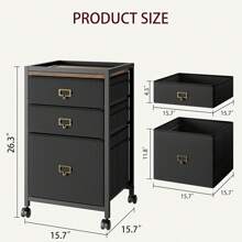 3-Drawer Mobile File Cabinet – Black Vertical Filing Cabinet For Letter/A4, Under Desk Storage For Home Office - Black - View 7