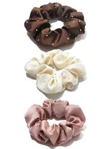 3 pièces/Set Chouchou en satin de diamant en tissu pour femmes, élégant et délicat. Élastique élevé, sans dommage pour les cheveux. Attaches pour cheveux de base mode élégante. Convient à une utilisation quotidienne.