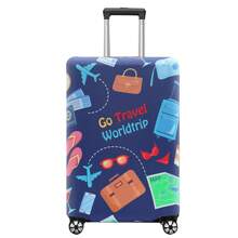 Funda protectora de equipaje, Cubierta de equipaje de viaje con cremallera ajustable para equipaje de 18 a 32 pulgadas, Elástica, a prueba de polvo y antirayones para equipaje con ruedas, con diseño de "Viaje por el mundo"