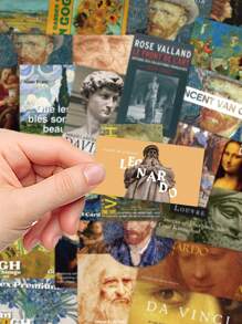 50 Stück Vintage Kunstgalerie künstlerischer Stil Sammeletikett Stubs Da Vinci Van Gogh berühmte Gemälde Aufkleber Handbuch Buch Handyhülle Laptop Gepäck Dekorative kreative Aufkleber, Schulmaterial, Schulanfang