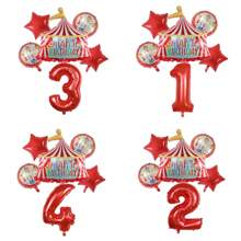 Circus Theme Foil Red Number Circus Stage Balloons Decoration, Birthday Party, Anniversary, Festival Supplies, Scene Layout
