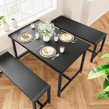 Juego de mesa de comedor para 4 personas, mesa de cocina con bancos para espacios pequeños, apartamento