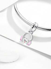 1 PC 925 Sterling Silver Pink Delicate Objects Beads Pendant Charm Pendant Ball Suitable For Bracelets DIY Women's Jewelry