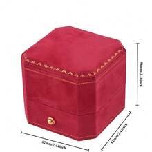 6pcs Luxury Blue/Red Velvet Covered Ring Box, Engagement Ring Box, Wedding Ring Box, Quality Gorgeous Vintage Single Slot Ring Box - 紅色 - 查看 2