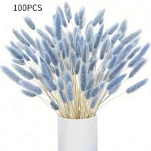 60/100 pezzi di fiori secchi di Lagurus Ovatus soffici di colore blu chiaro, coda di coniglio, per decorazioni boho in casa, matrimoni, tavolo da pranzo, raduni di fattoria, regali per feste, compleanni, lauree, decorazioni autunnali