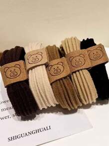 5个/10个可爱小熊装饰时尚发圈，休闲发绳，马尾辫发圈，发带，发饰头饰 - 彩色 - 查看 6