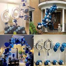 60th Birthday Decorations Men, Navy Blue Silver 60th Birthday Balloons Party Decorations With Happy 60th Birthday Banner,Confetti Number 60 Foil Balloons ​For Men Women 60th Birthday Party Decorations - Multicolor - View 7