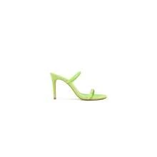 Schutz Taliah Lime Green Double Straps Slip On Open Toe Stiletto Heel Sandals