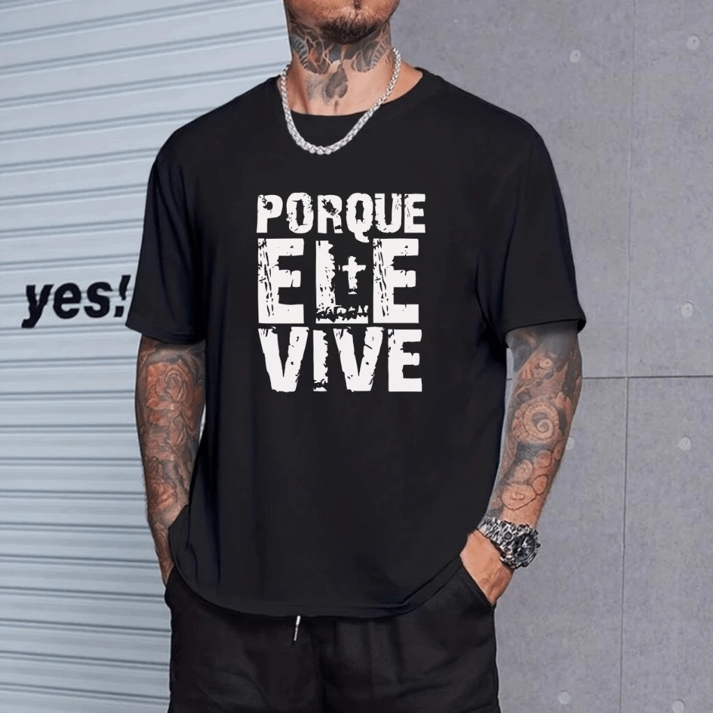 Men's T-Shirt Because He Lives Gospel Premium Cotton New Release - màu đen - Xem 1