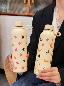 1 Stück 500ml/16.91oz Isolierbecher mit Sternen- und Mond-Motiv, hält Getränke heiß/kalt, Outdoor Sportflasche, Camping Becher, Reisebecher, Edelstahl, Auto Becher, geeignet für Schulanfang, Valentinstag, Muttertag und andere Feiertage, Geburtstagsgeschenk