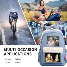 Customized Backpacks For Men And Women, Customize Your Photos, Light Schoolbags, Outdoor Leisure Backpacks, Leisure Backpacks For School Travel And Work - Blue - View 3