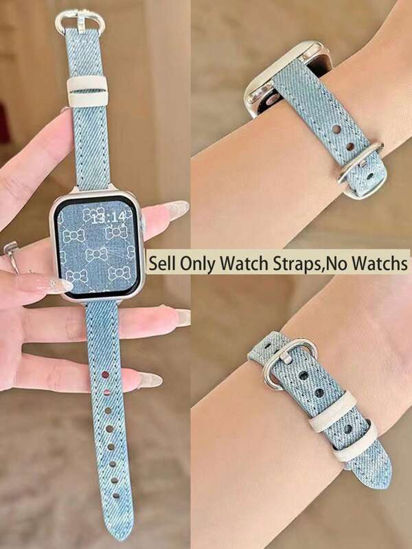 1pc Apple Watch Band, Grayish Brown Leather Band For Women,Soft And Comfortable, Compatible With Apple Watch Strap 9/8/7/6/5/4/3/2/1Series 38mm/40mm/41mm/42mm/44mm,  Thin Watch Strap, Fashionable Personality As A Gift, Apple WatchBand
