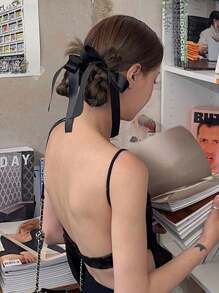 2个/包 女士简约时尚粉色蝴蝶结发圈，芭蕾舞风格丝带发绳，适合扎马尾辫，可爱又适合日常佩戴，情人节发圈，马尾辫发绳，发圈，发饰，发饰，橡皮筋 - 粉色 - 查看 5